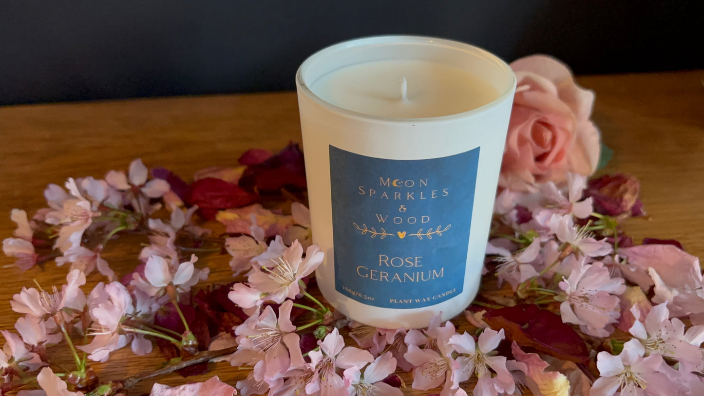 Moon Sparkles & Wood – 20cl Matt White Glass Candle