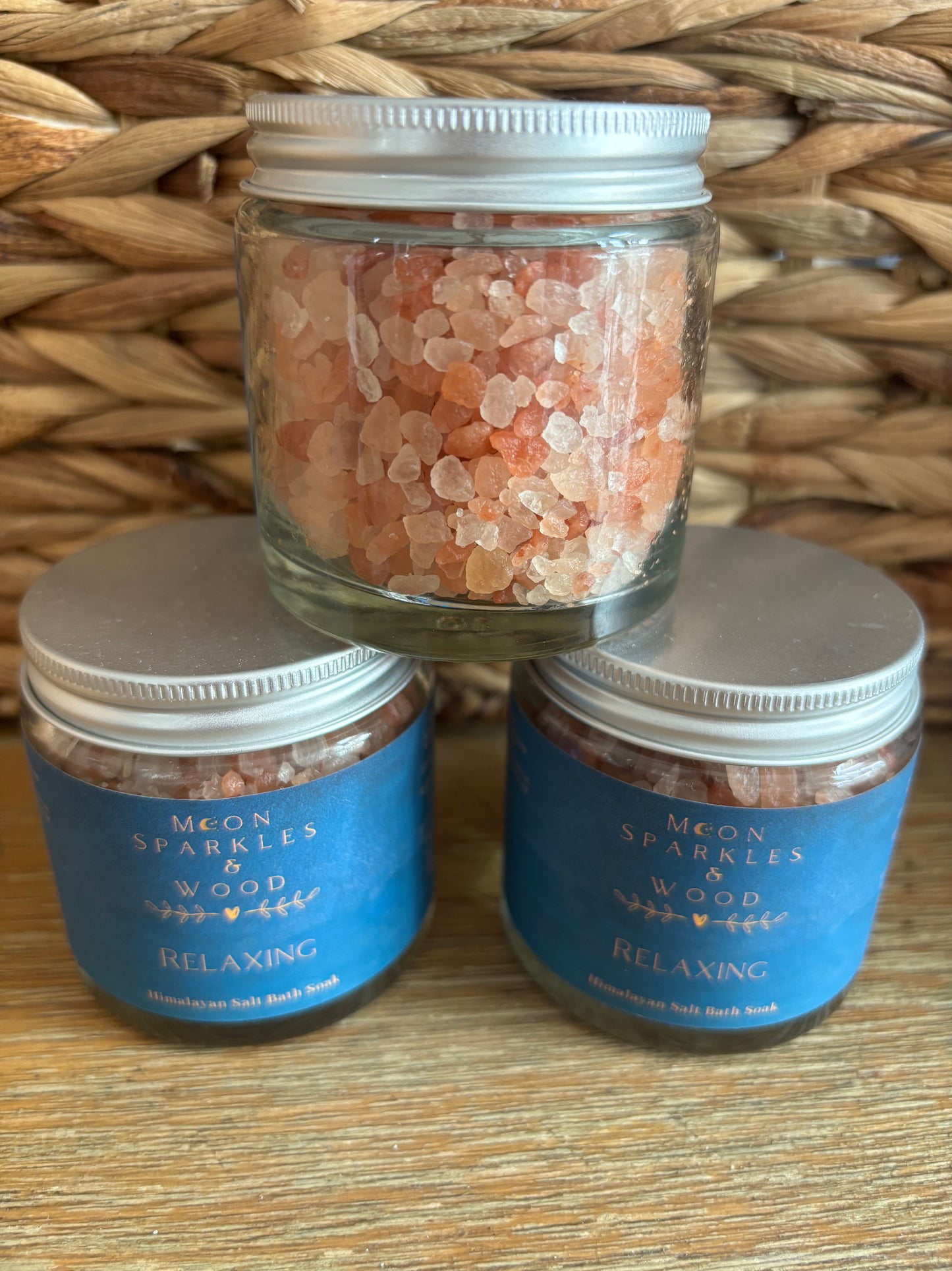 Relaxing Himalayan Salt Bath Soak Moon Sparkles & Wood | Natural Aromatherapy with Essential Oils