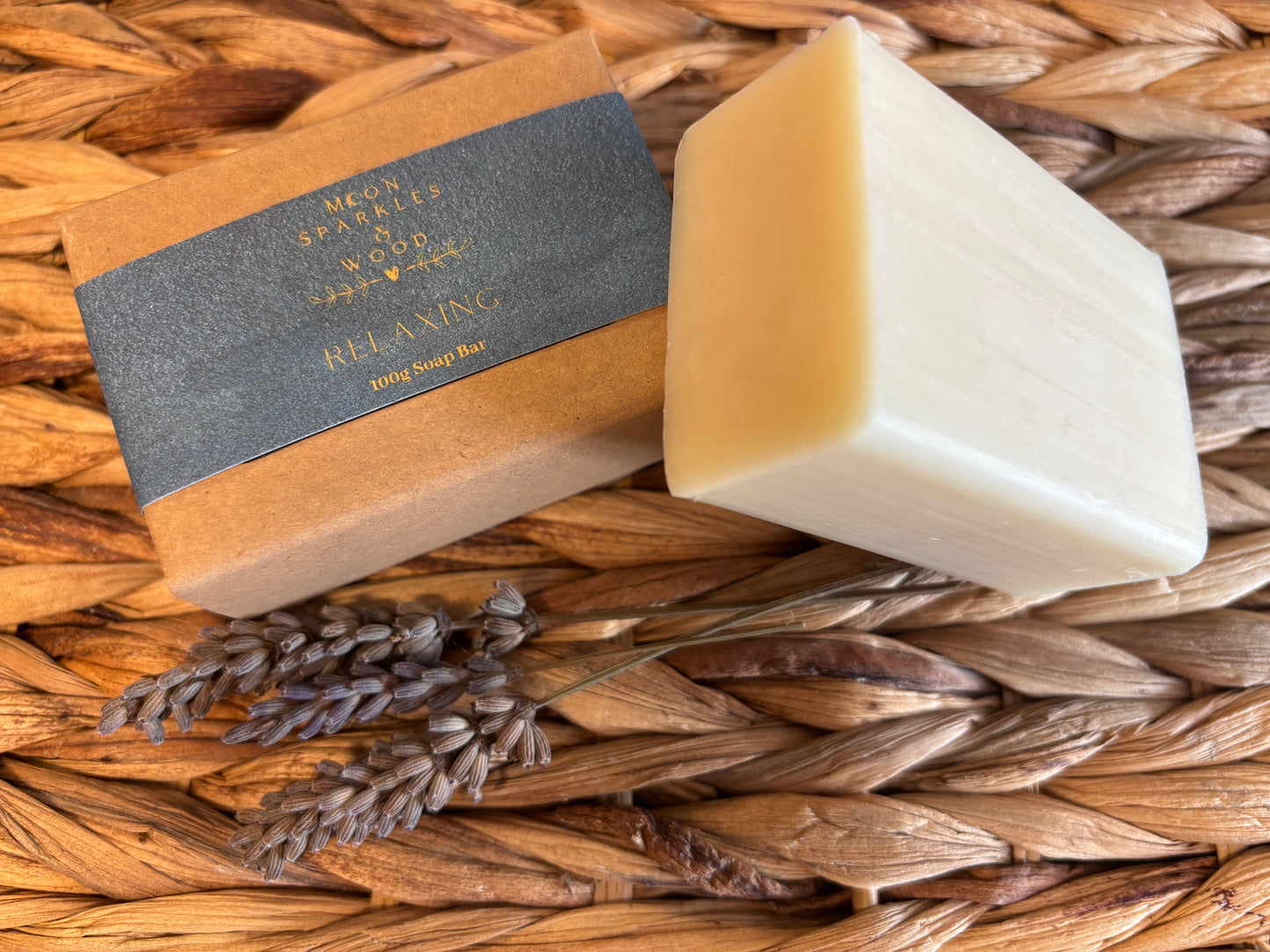 Moon Sparkles & Wood| Relaxing Natural, Triple-Milled Soap Bar – Handmade in UK. 100g