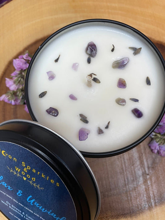 Relax & Unwind - Soy wax candle blended with Lavender Essential oil. 180g