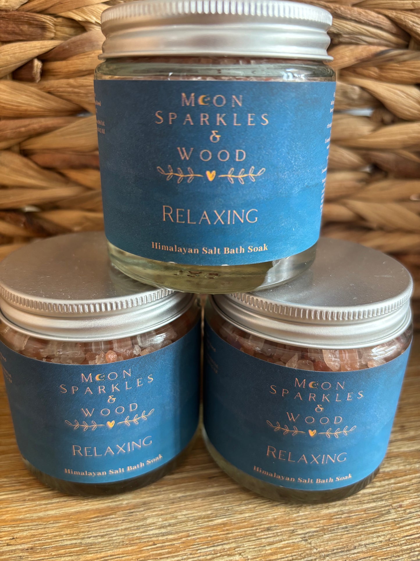 Relaxing Himalayan Salt Bath Soak Moon Sparkles & Wood | Natural Aromatherapy with Essential Oils