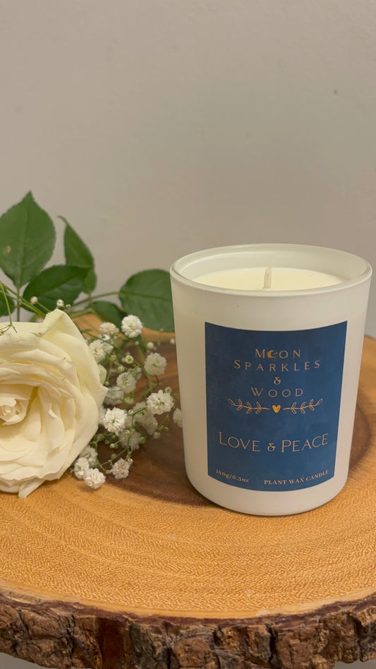 Moon Sparkles & Wood – 20cl Matt White Glass Candle