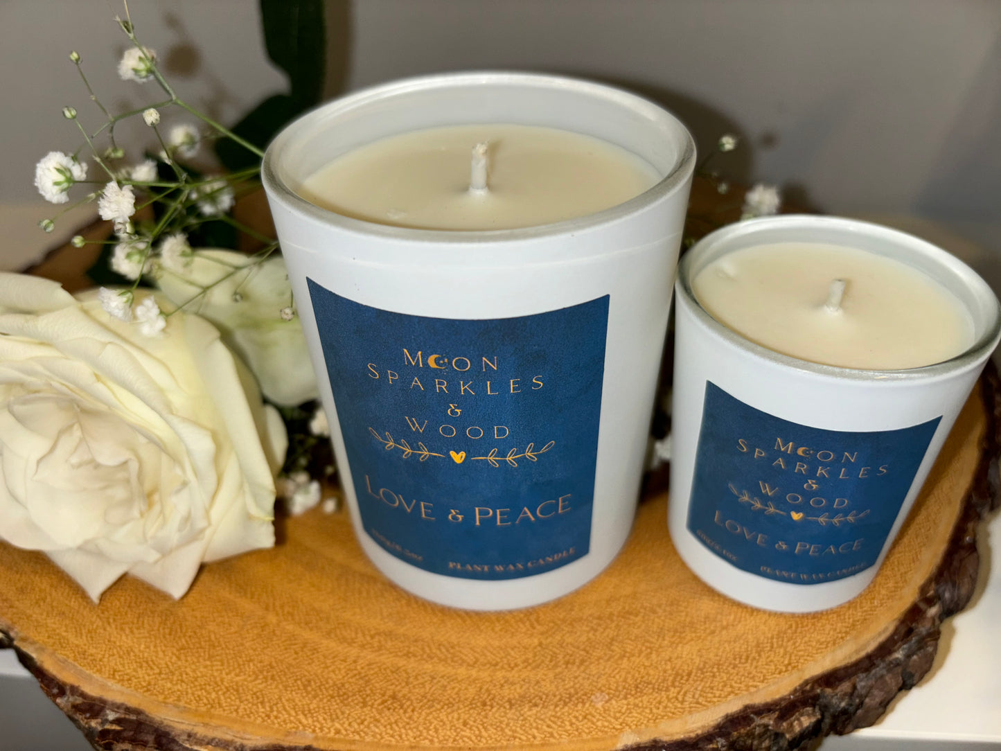 Moon Sparkles & Wood – 9cl Matt White Votive Candle